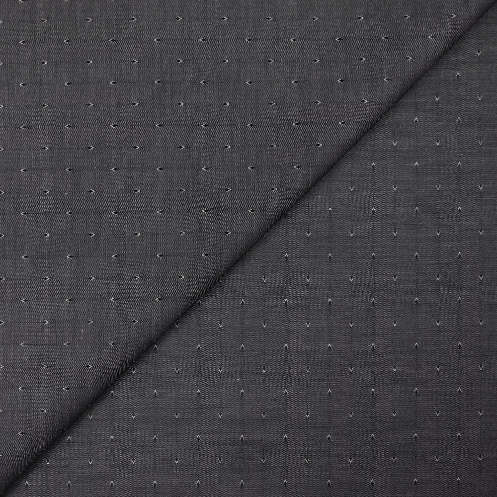 Popeline polycoton jacquard Benjamin losange fond gris