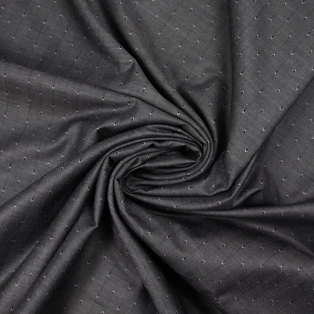 Popeline polycoton jacquard Benjamin losange fond gris - Image 2