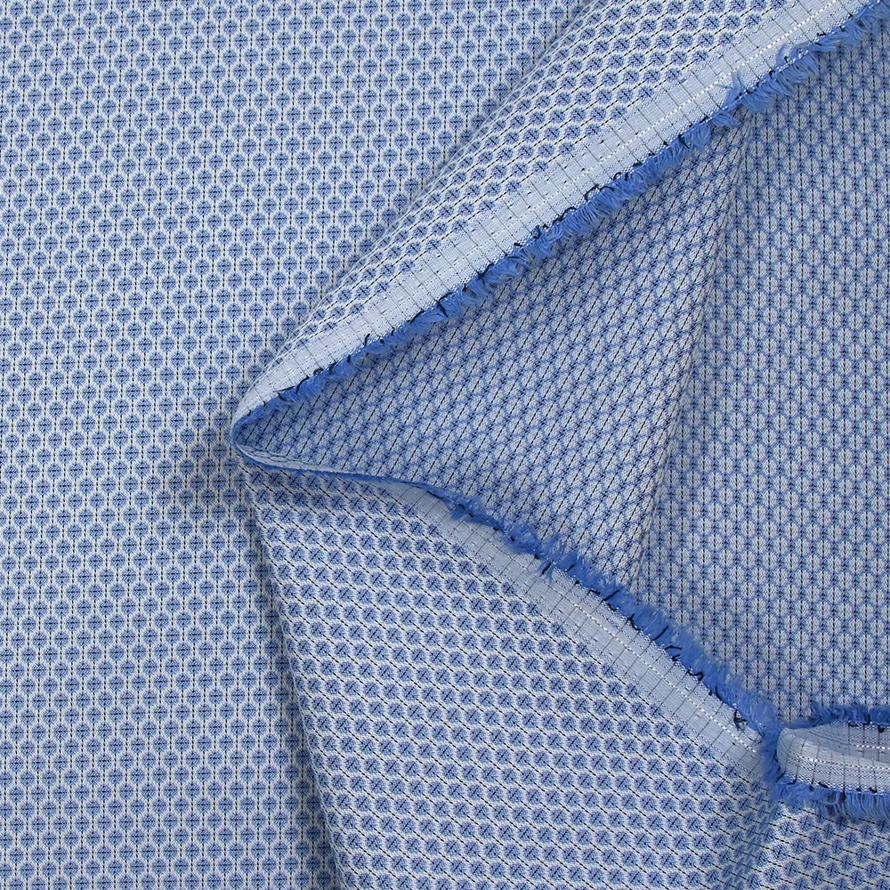 Popeline polycoton jacquard Félix bleu - Image 5