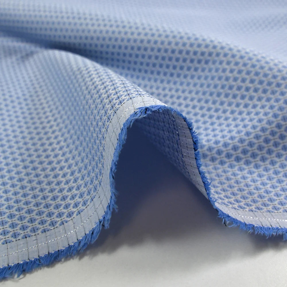 Popeline polycoton jacquard Félix bleu - Image 6