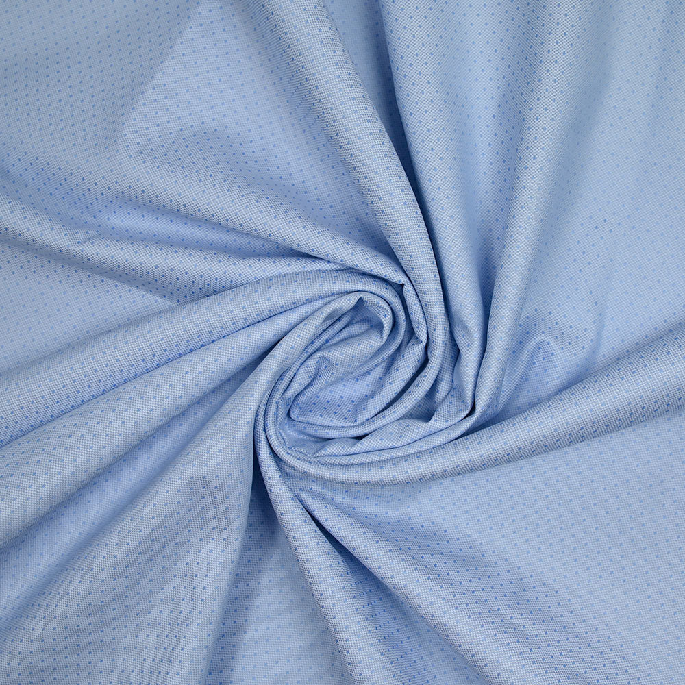 Popeline polycoton jacquard Mathew bleu fond blanc - Image 2