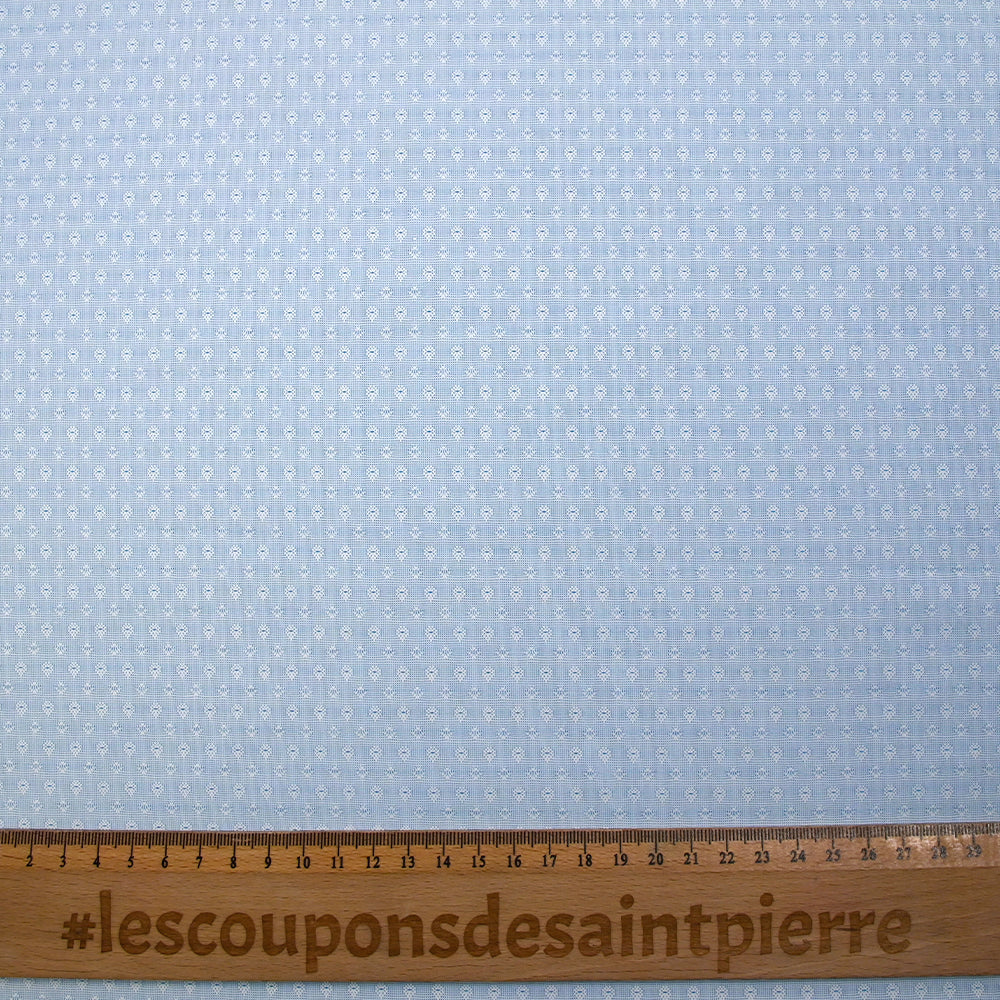 Popeline polycoton jacquard Octave bleu azur et blanc - Image 3