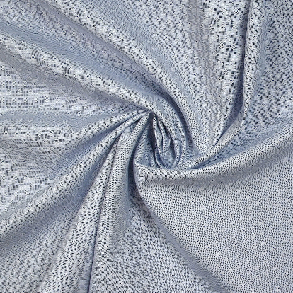 Popeline polycoton jacquard Octave bleu marine et blanc - Image 2