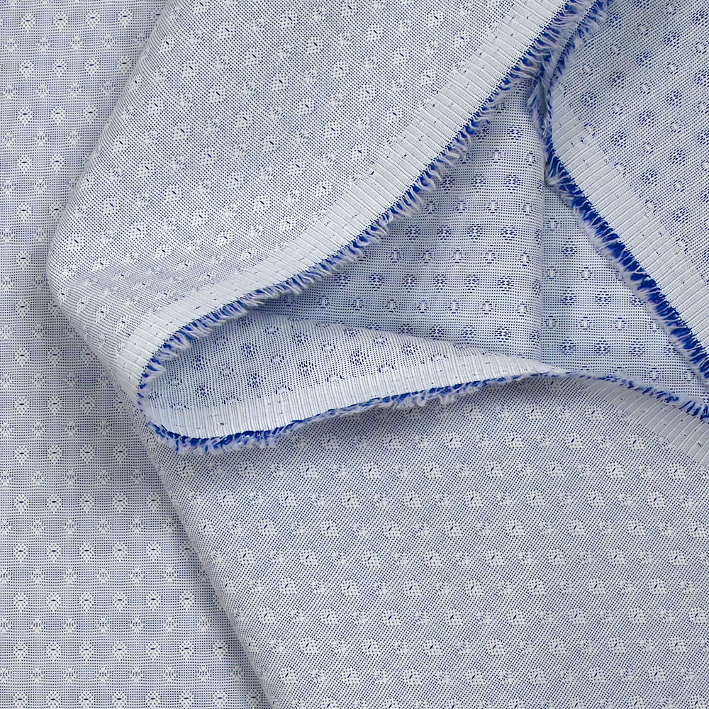 Popeline polycoton jacquard Octave bleu marine et blanc - Image 5
