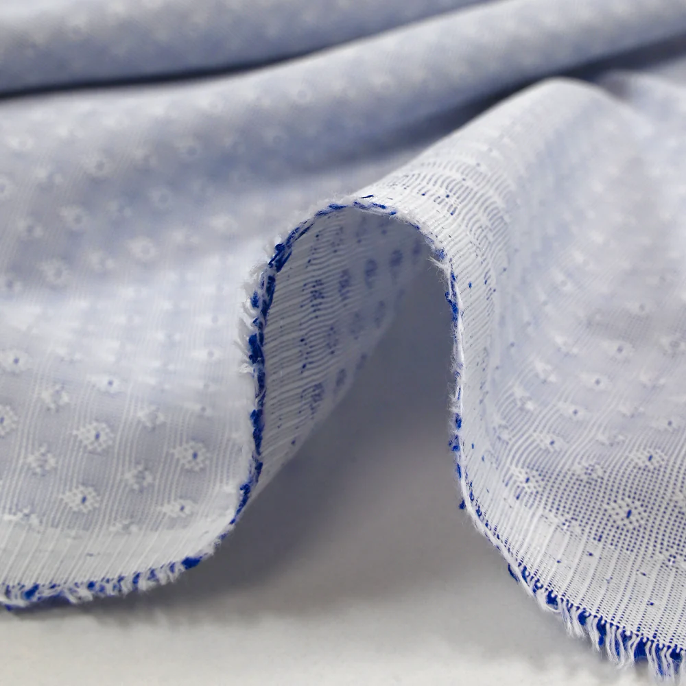 Popeline polycoton jacquard Octave bleu marine et blanc - Image 6