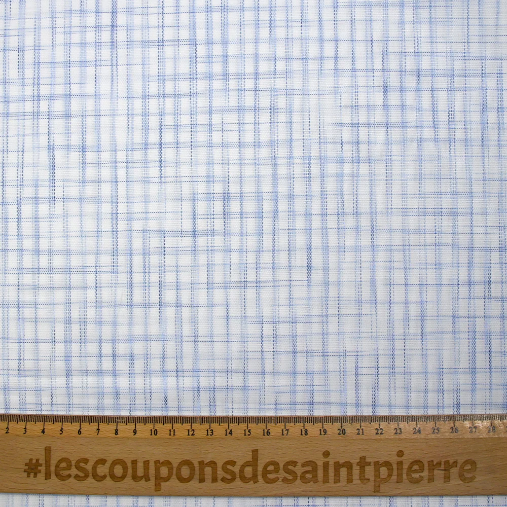 Popeline polycoton tissée-teinte à carreaux Arsène bleu fond blanc - Image 3