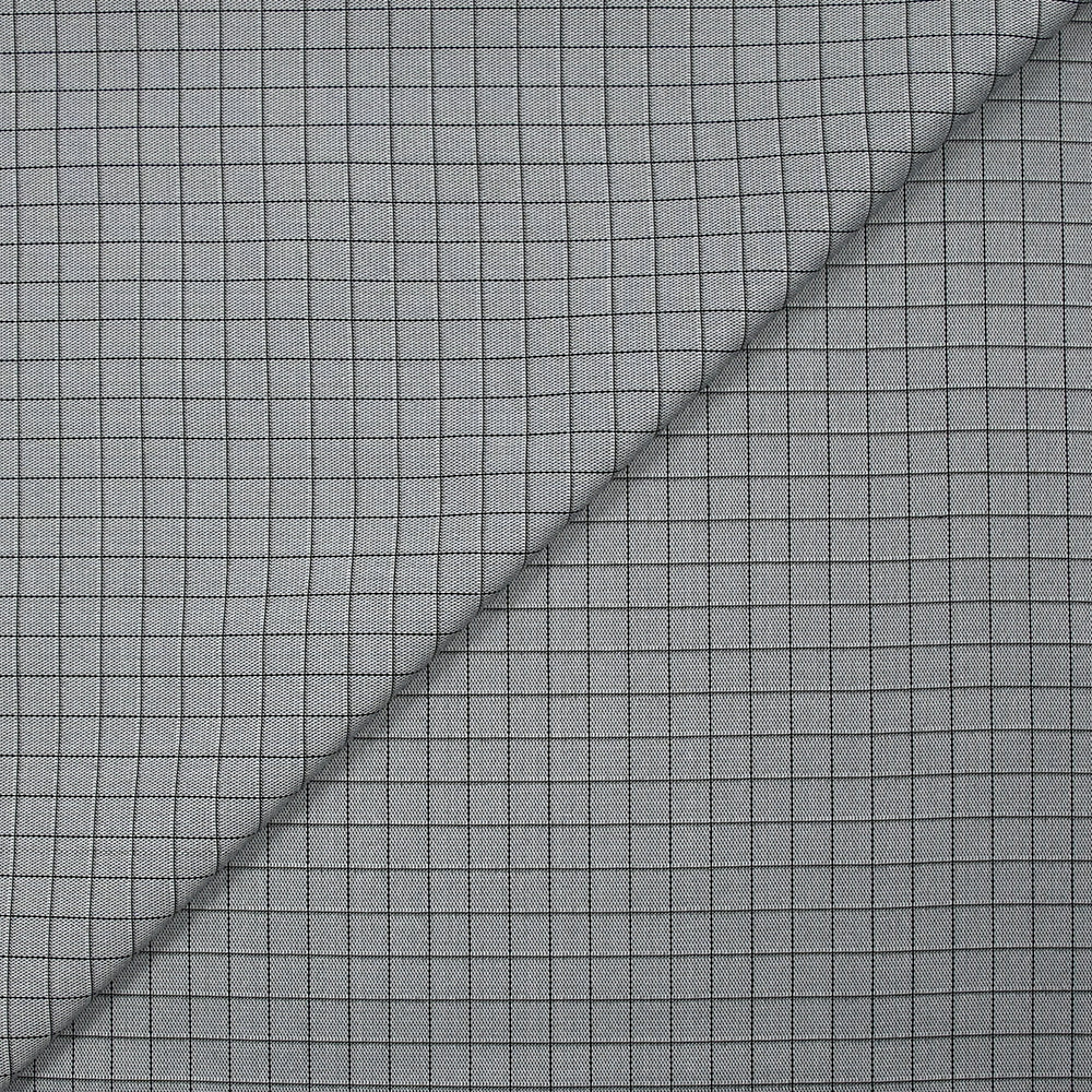 Popeline polycoton tissée-teinte à carreaux Émilien fond gris