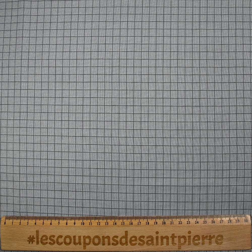 Popeline polycoton tissée-teinte à carreaux Émilien fond gris - Image 3