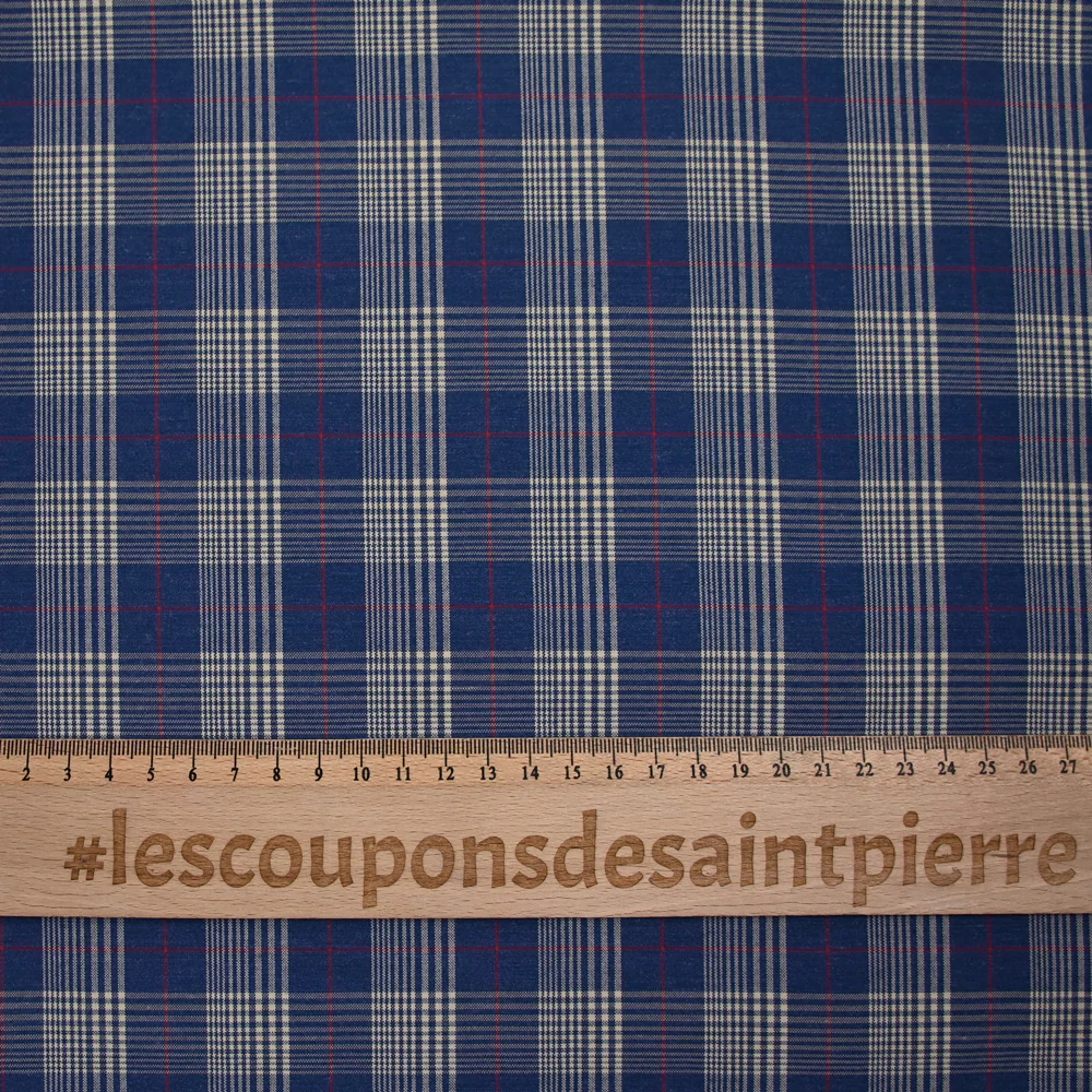 Popeline polycoton tissée-teinte à carreaux Jules fond marine - Image 3