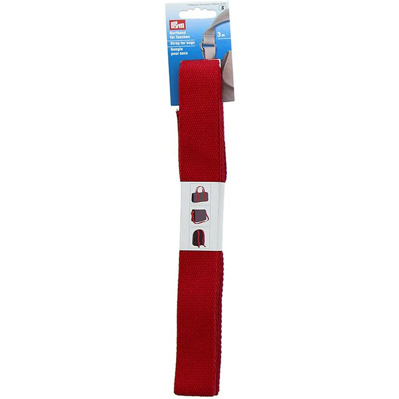 Sangle en coton pour sacs 30 mm rouge
