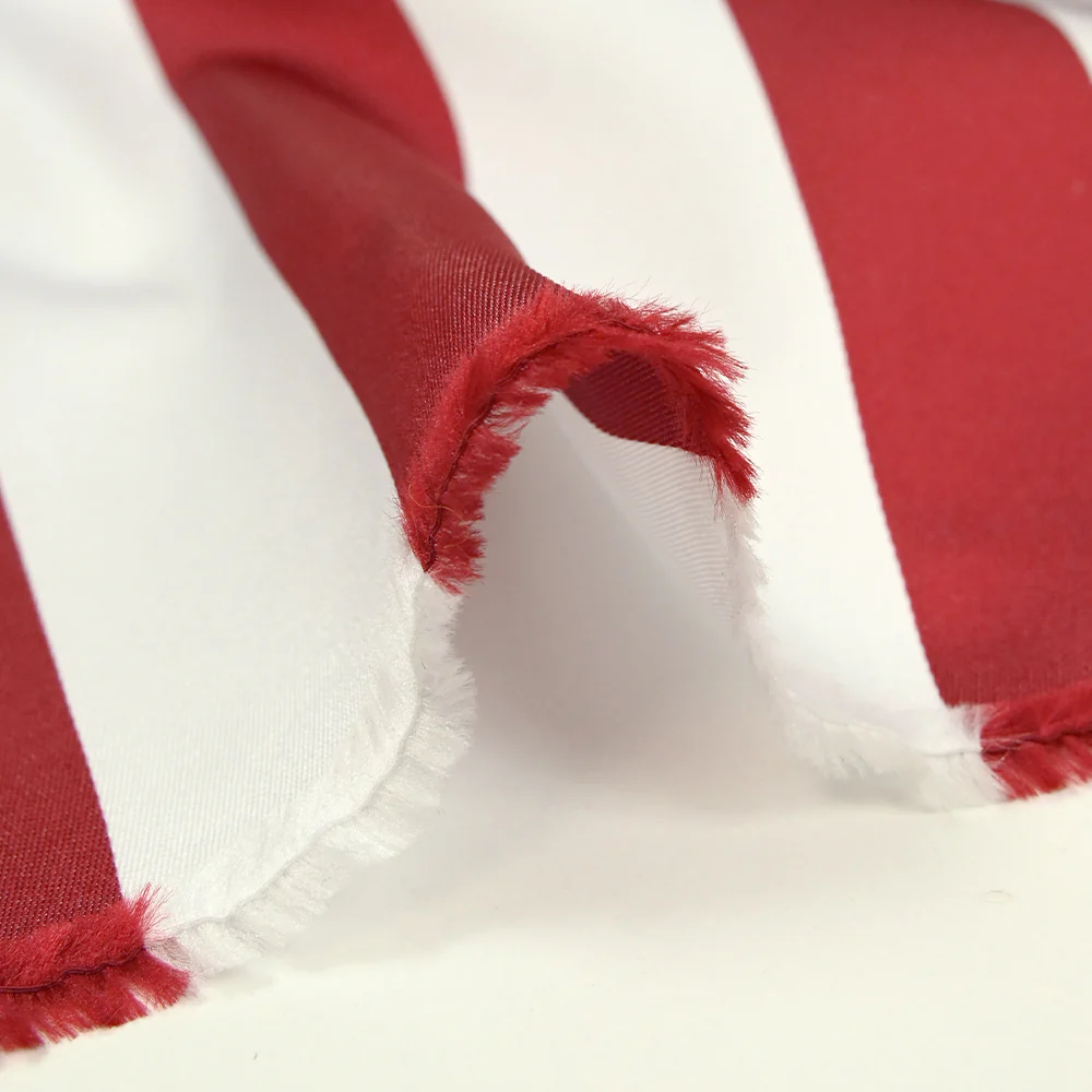 Satin de soie mélangée rayé bordeaux et blanc - Image 7