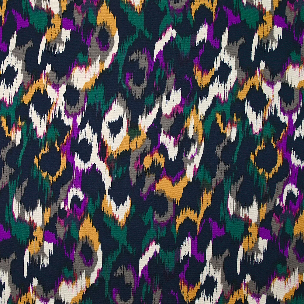 Satin de viscose imprimé Vénus violet fond marine