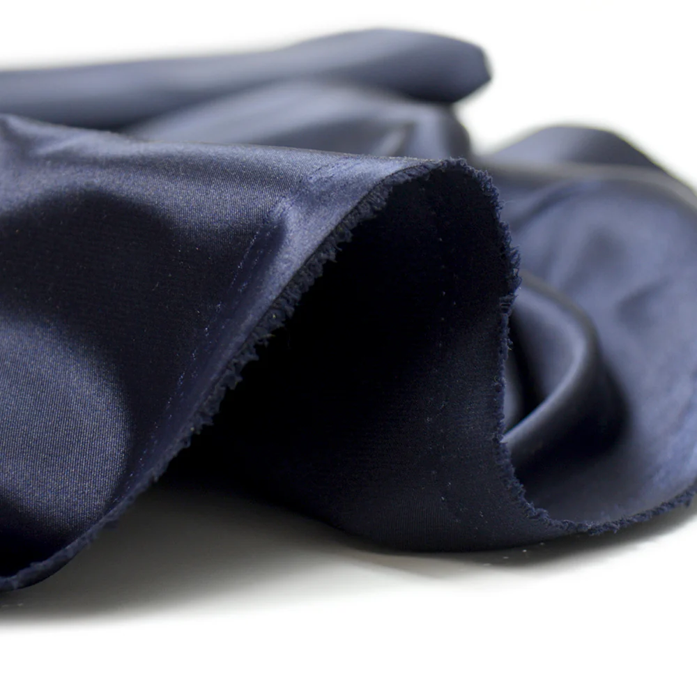 Satin Polyester uni bleu marine - Image 4