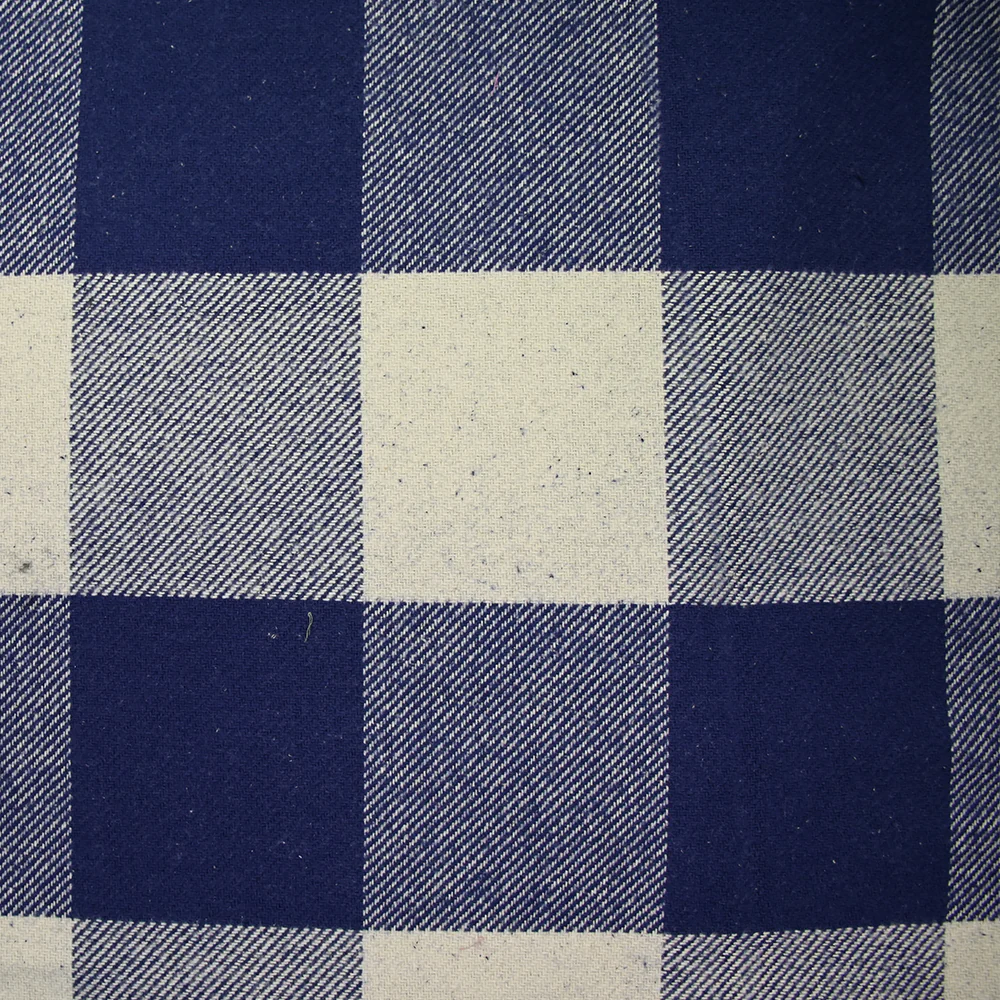 Sergé de coton lourd damier bleu et blanc