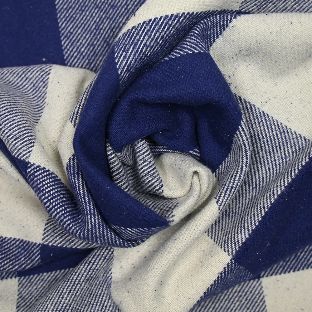 Sergé de coton lourd damier bleu et blanc - Image 2