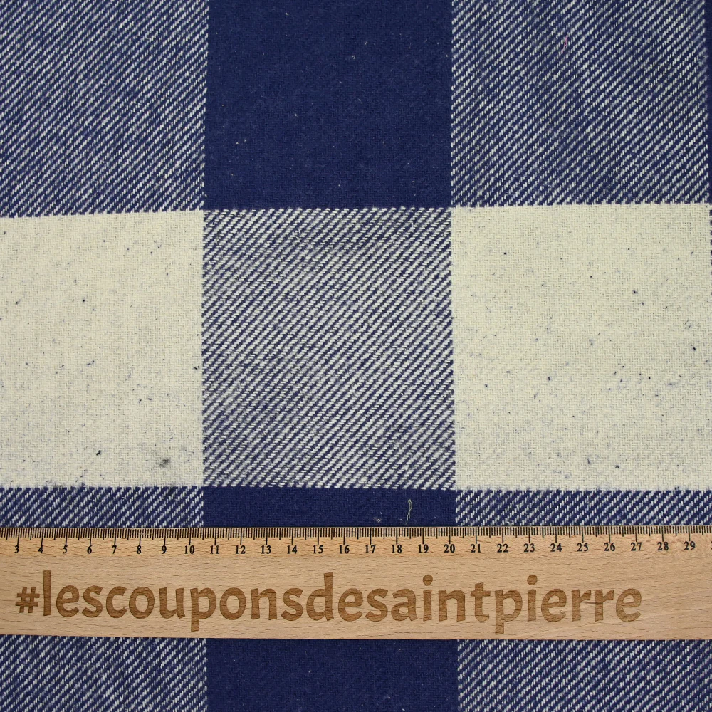 Sergé de coton lourd damier bleu et blanc - Image 3