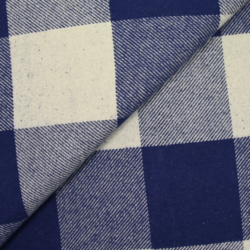 Sergé de coton lourd damier bleu et blanc - Image 4