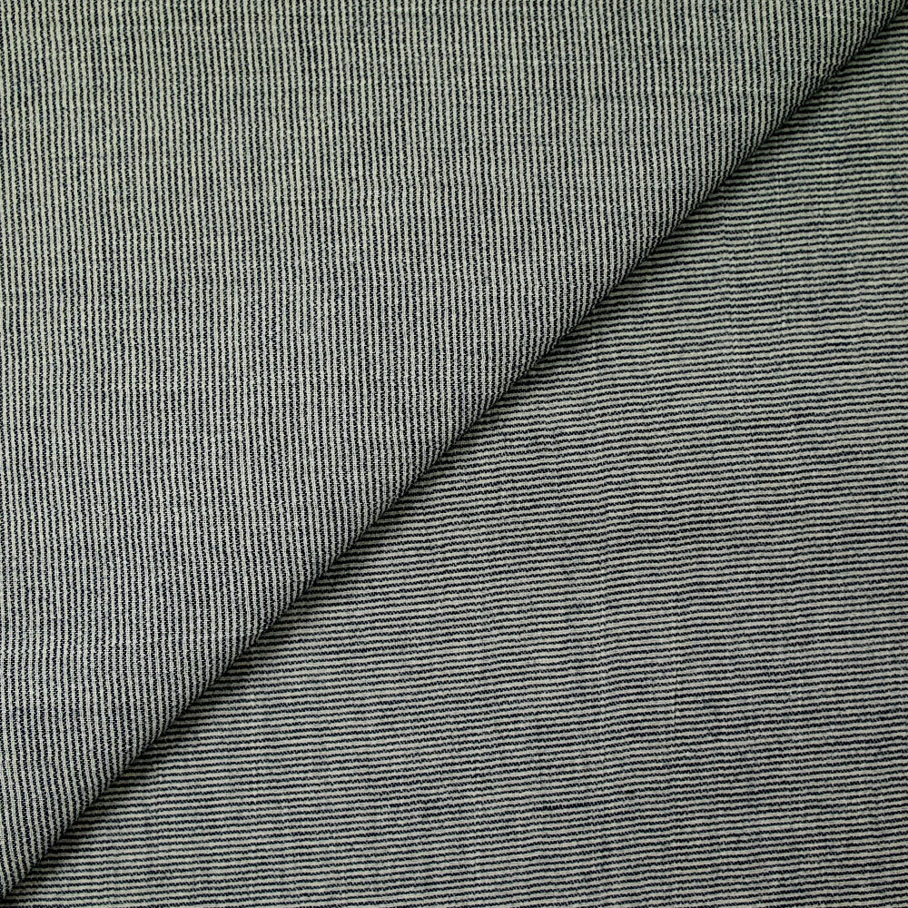 Simple gaze tissée-teinte blanche rayure marine