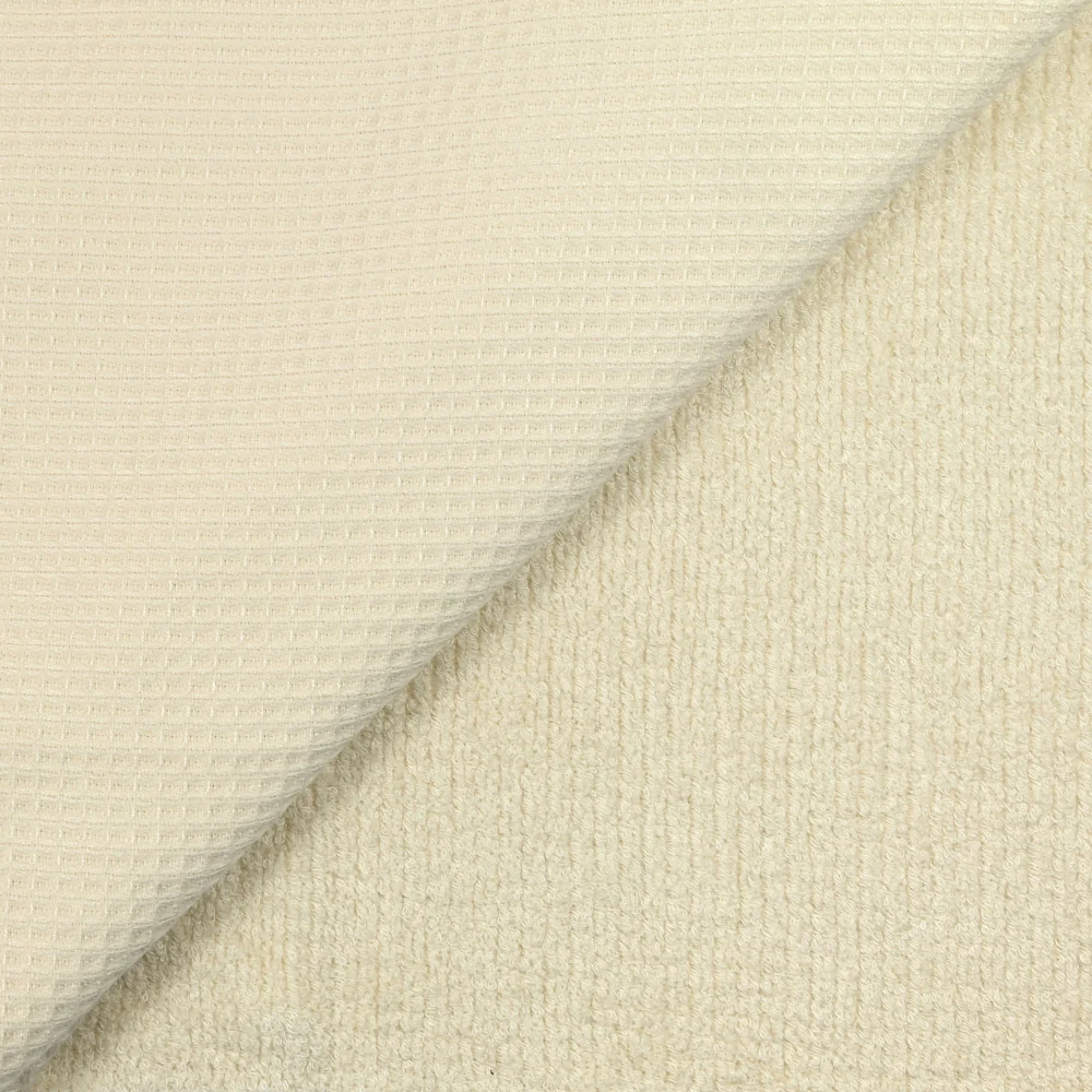 Tissu double face nid d'abeille éponge bambou écru au mètre