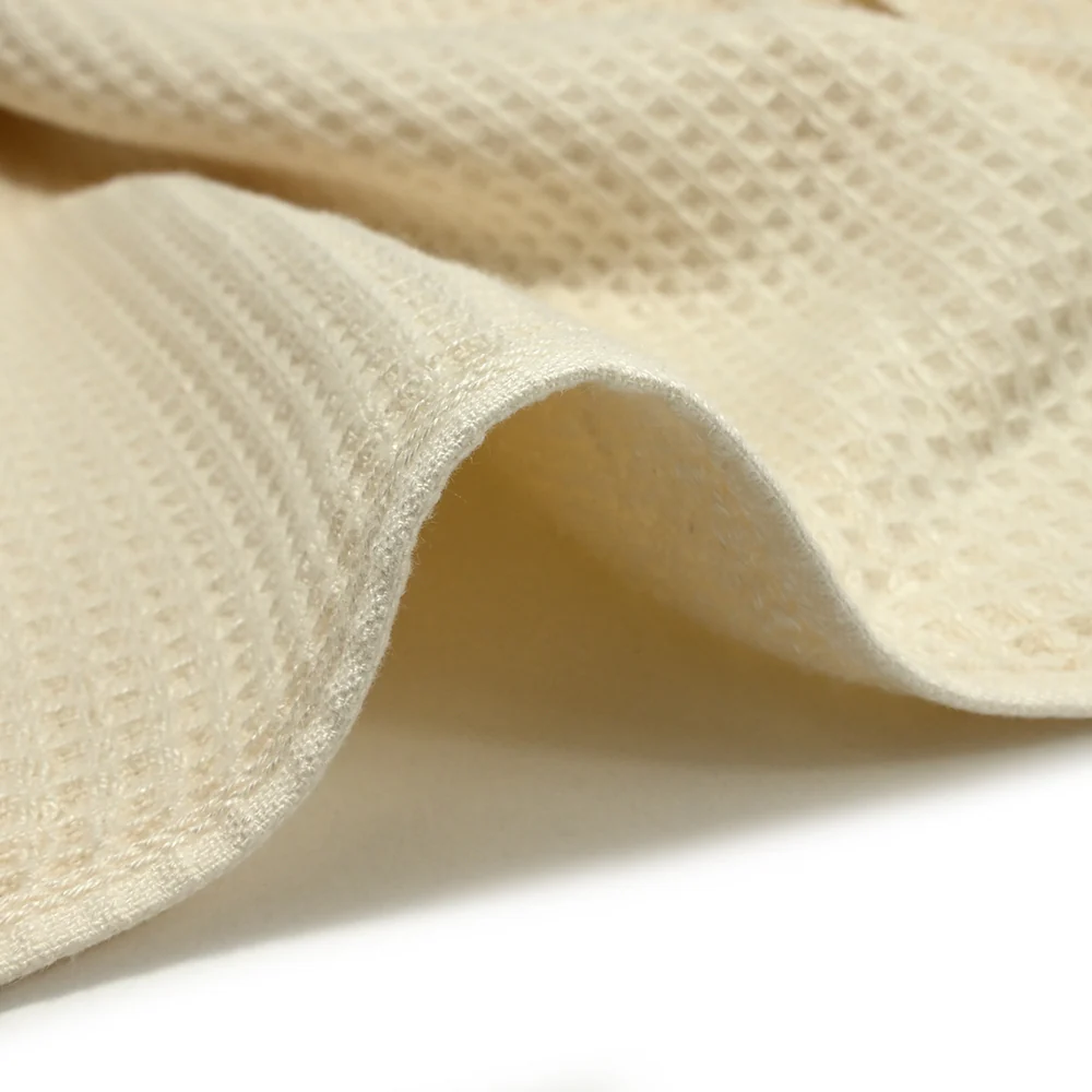 Tissu double face nid d'abeille éponge bambou écru au mètre - Image 7