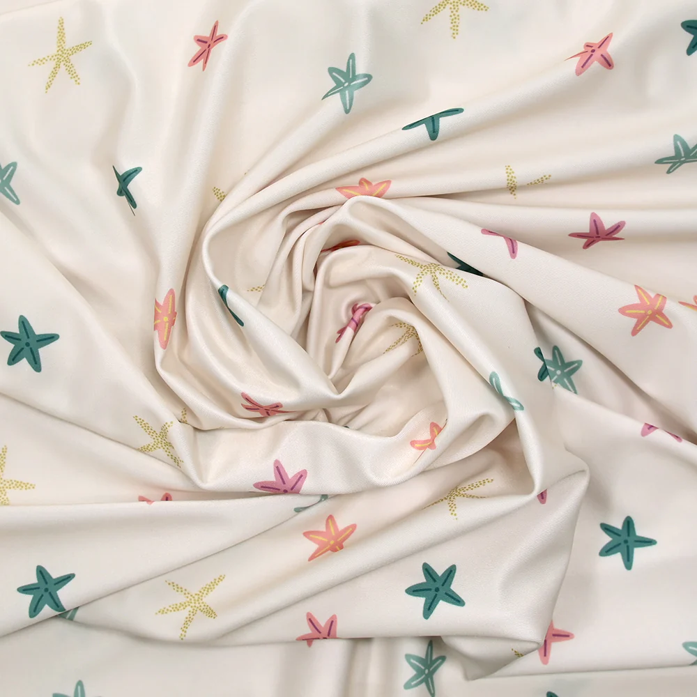 Tissu Maillot de bain recyclé UPF50 étoile de mer fond écru - Image 2