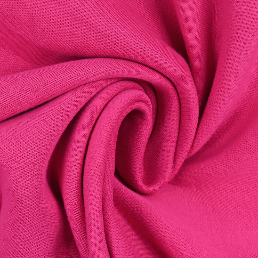 Tissu sweat minkee épais fuchsia - Image 2