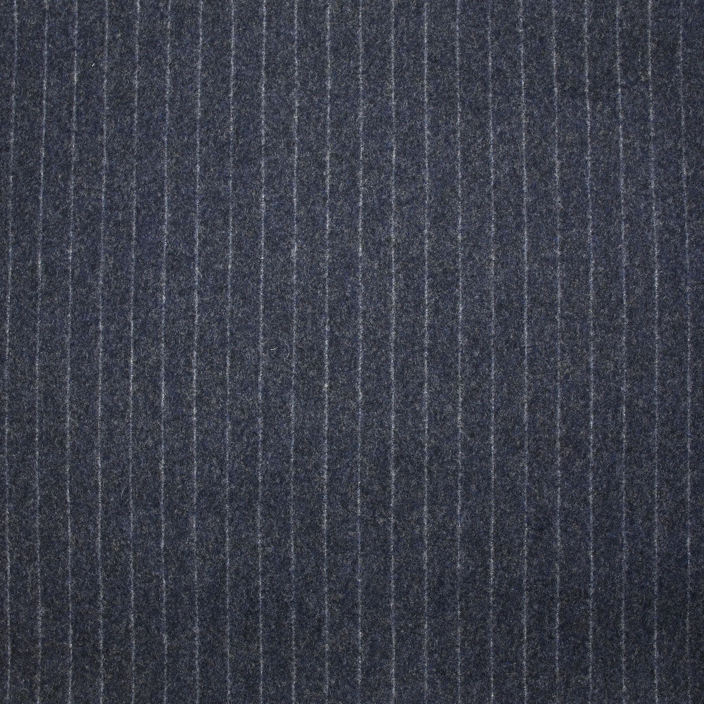 Tissu tailleur en laine mélangée rayure blanche fond gris anthracite moucheté bleu roi - Image 5
