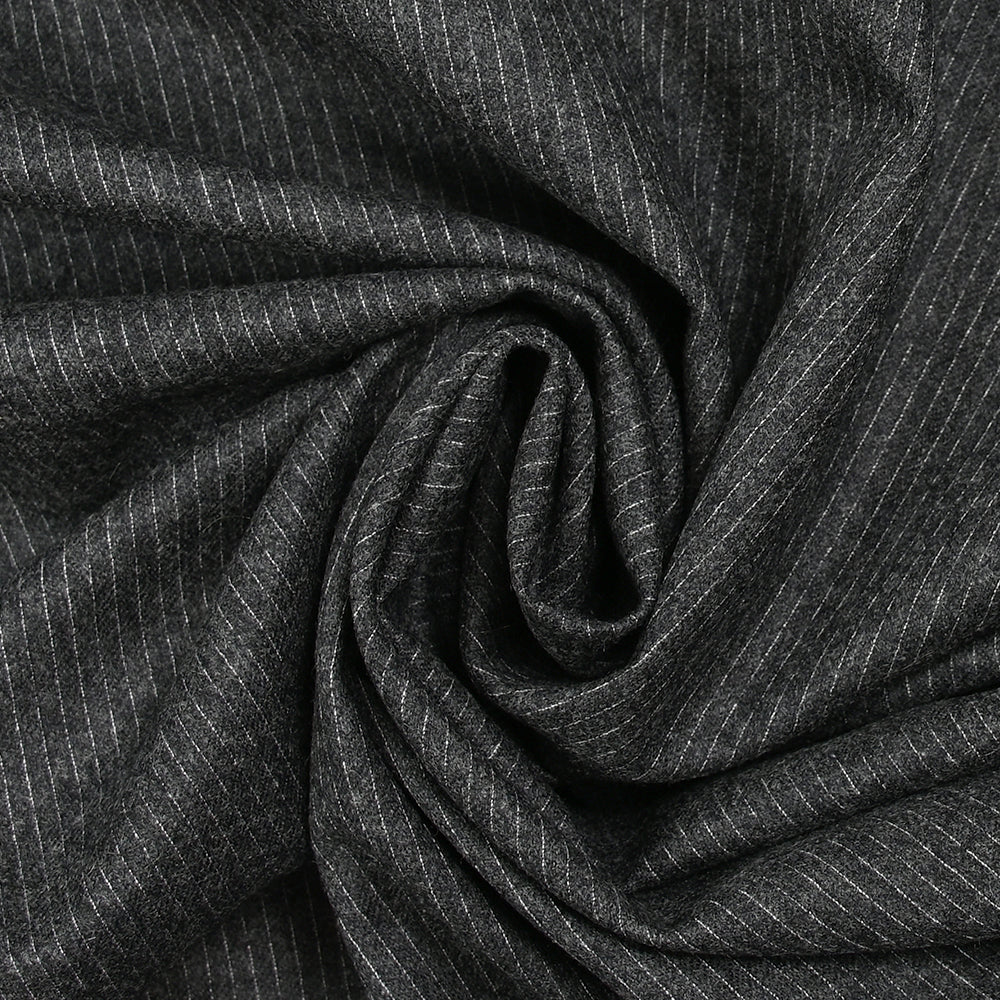 Tissu tailleur flanelle 100% laine Super 120's rayé fond anthracite - Image 2