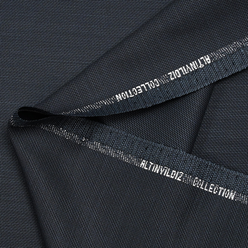 Tissu tailleur laine mélangée fantaisie bleu foncé et noir - Image 5