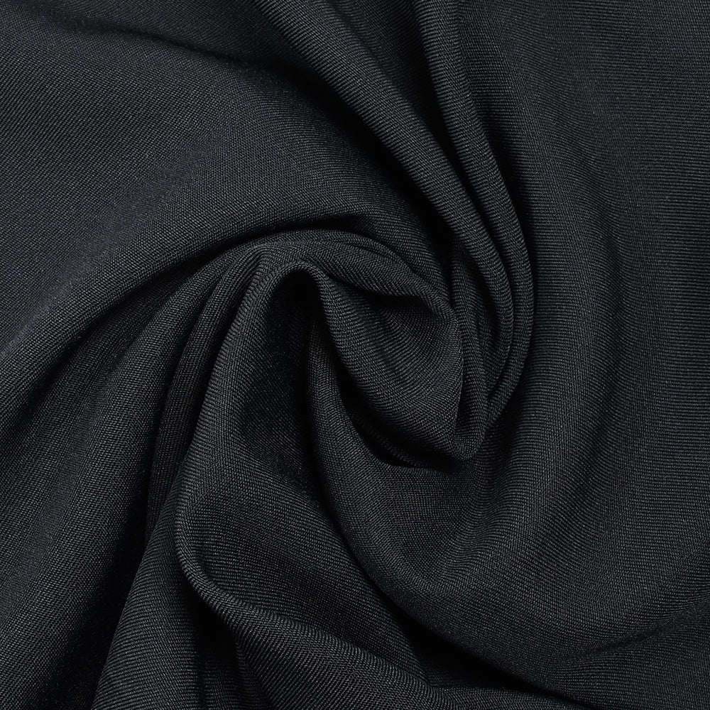 Tissu tailleur laine mélangée souple sergé noir profond - Image 2