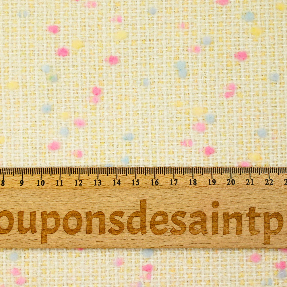 Tweed de laine mélangée confettis rose et bleu fond jaune - Image 3