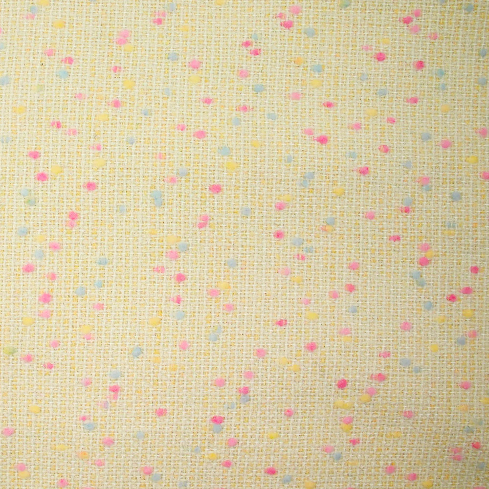 Tweed de laine mélangée confettis rose et bleu fond jaune - Image 4