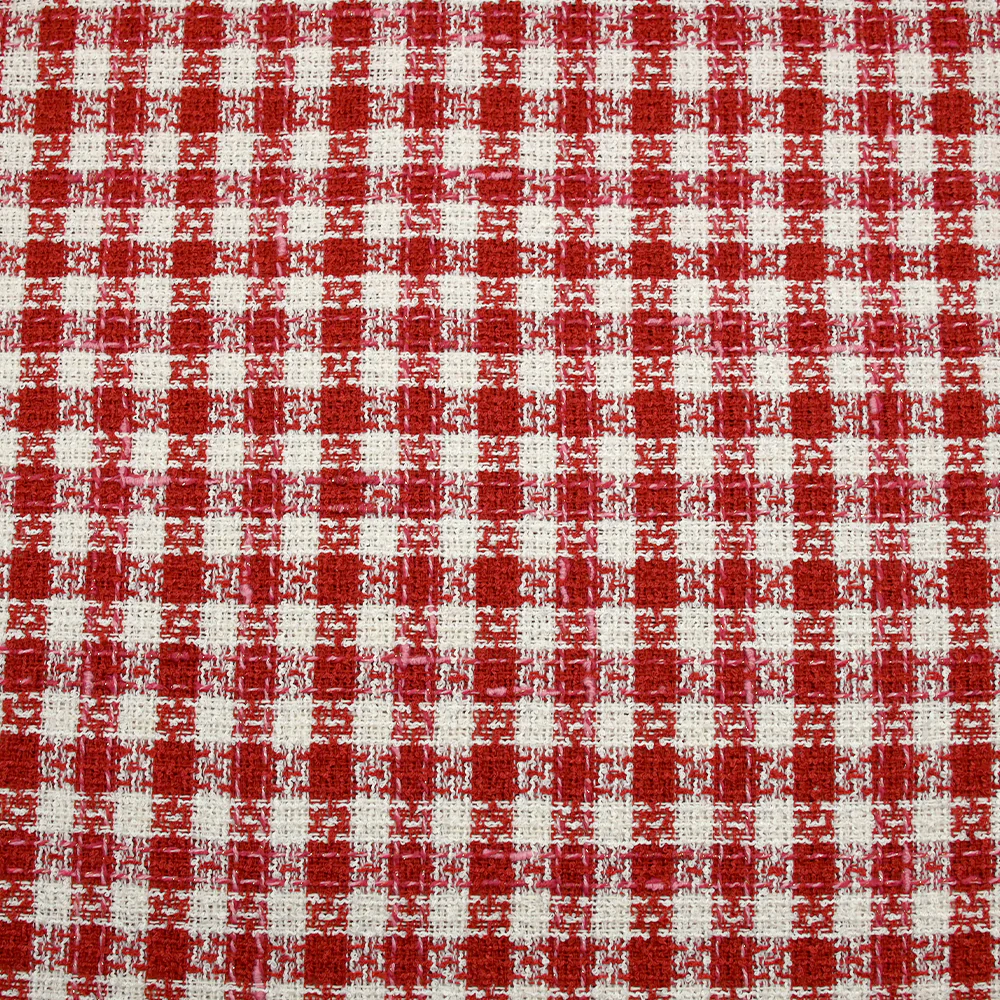 Tweed de polyester à carreaux rouge et blanc - Image 4
