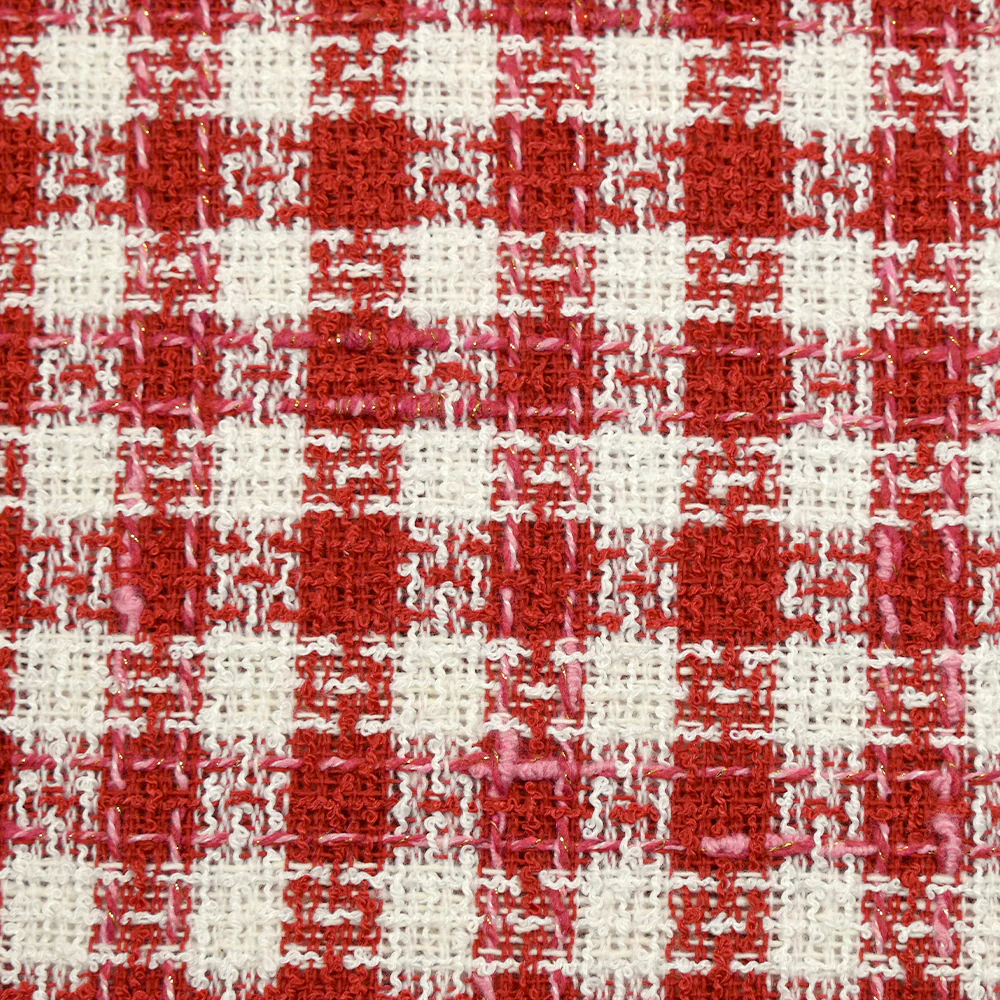 Tweed de polyester à carreaux rouge et blanc - Image 5