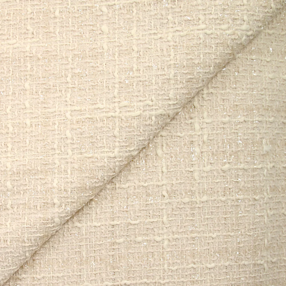 Tweed Emma lurex polyester fond crème