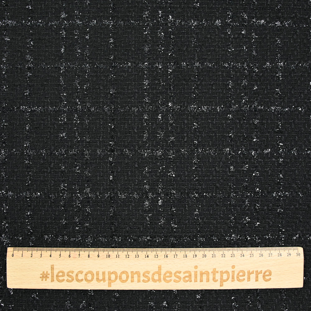 Tweed Emma lurex polyester fond noir - Image 3