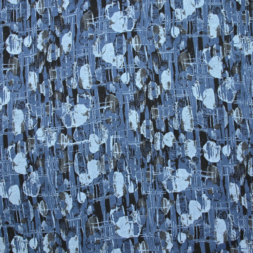 Twill de coton imprimé fantaisie bleu