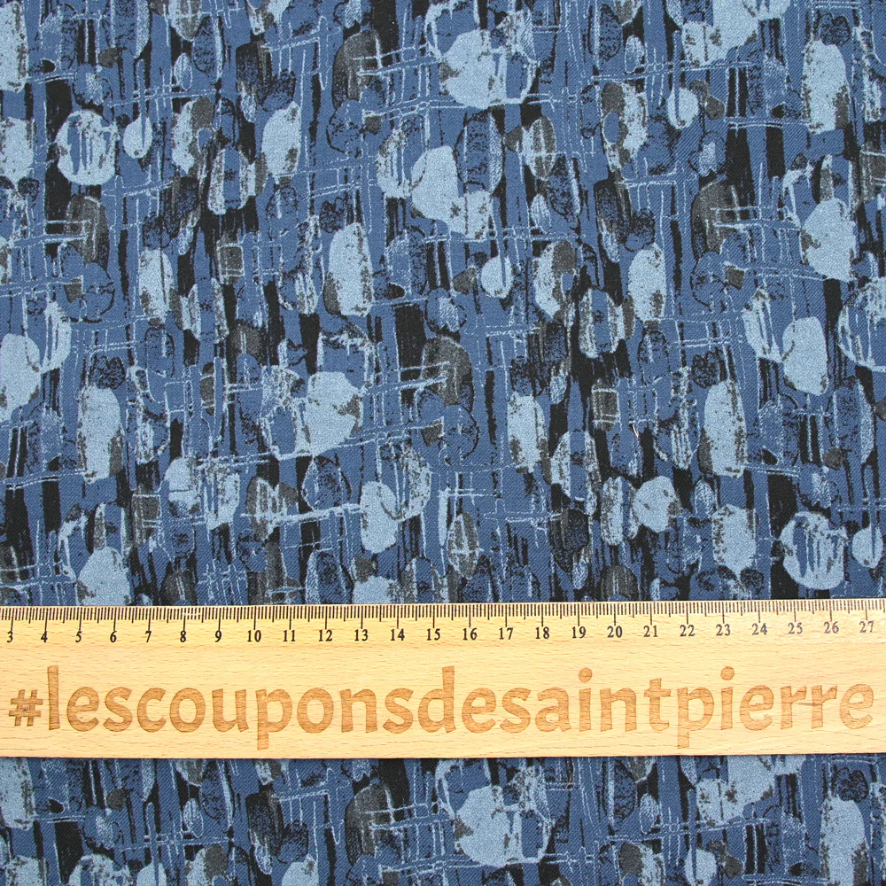 Twill de coton imprimé fantaisie bleu - Image 3