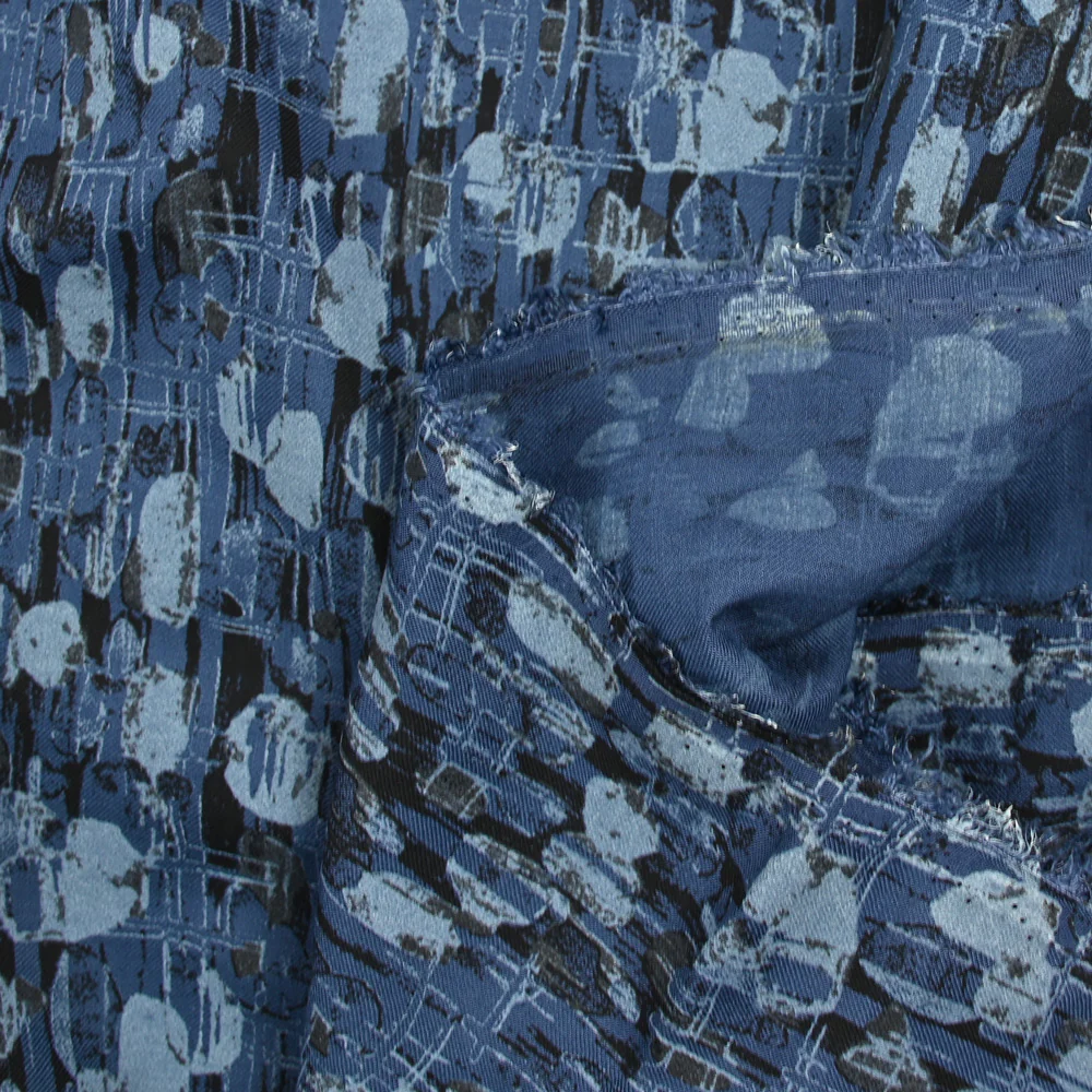 Twill de coton imprimé fantaisie bleu - Image 4