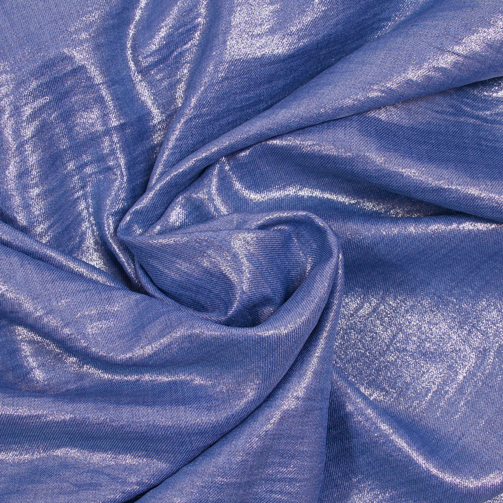 Twill de polyester lamé argent fond bleu - Image 2