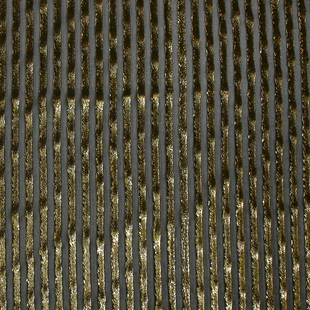 Velours de soie dévoré rayé Lurex fond noir - Image 4