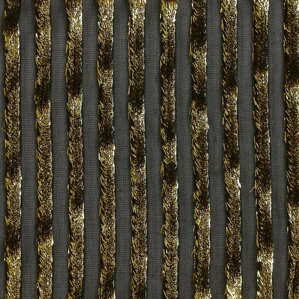 Velours de soie dévoré rayé Lurex fond noir - Image 5