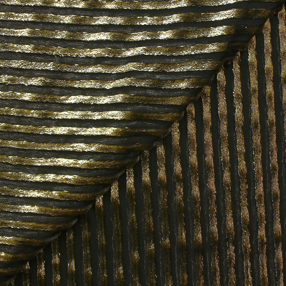 Velours de soie dévoré rayé Lurex fond noir - Image 6