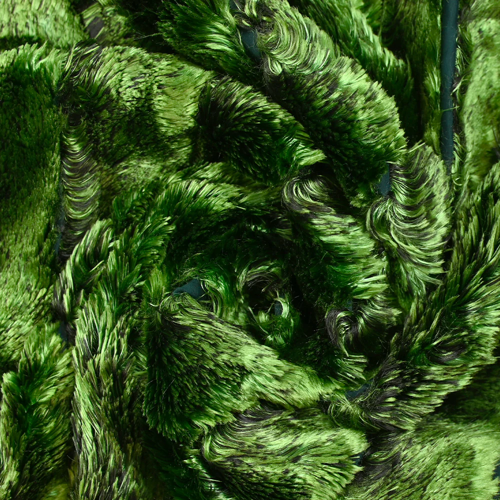 Velours de soie et viscose dévoré rayé vert - Image 2