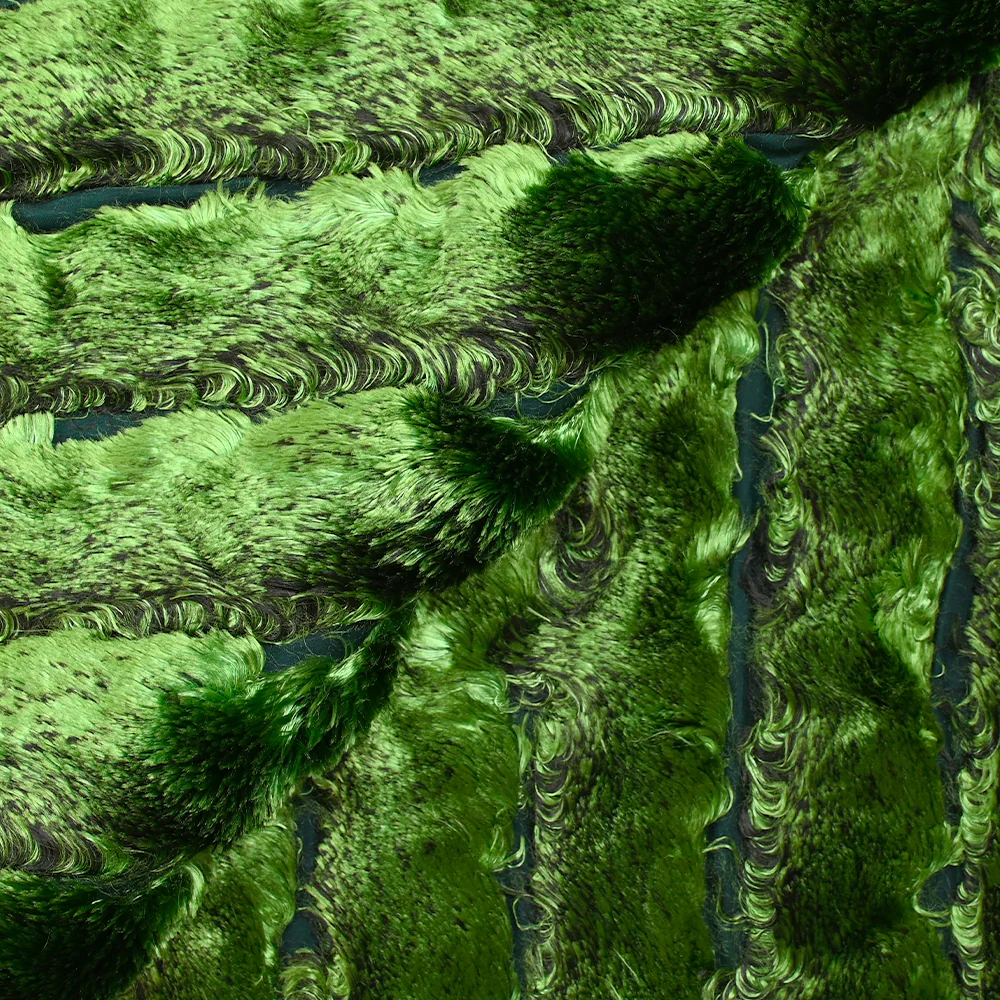 Velours de soie et viscose dévoré rayé vert - Image 5