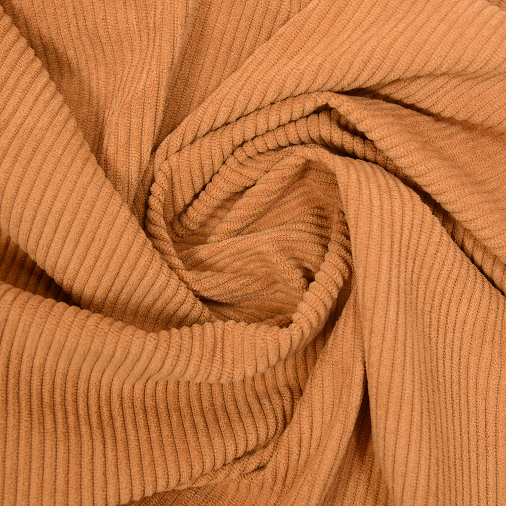 Velours polyester côtelé marron clair - Image 2