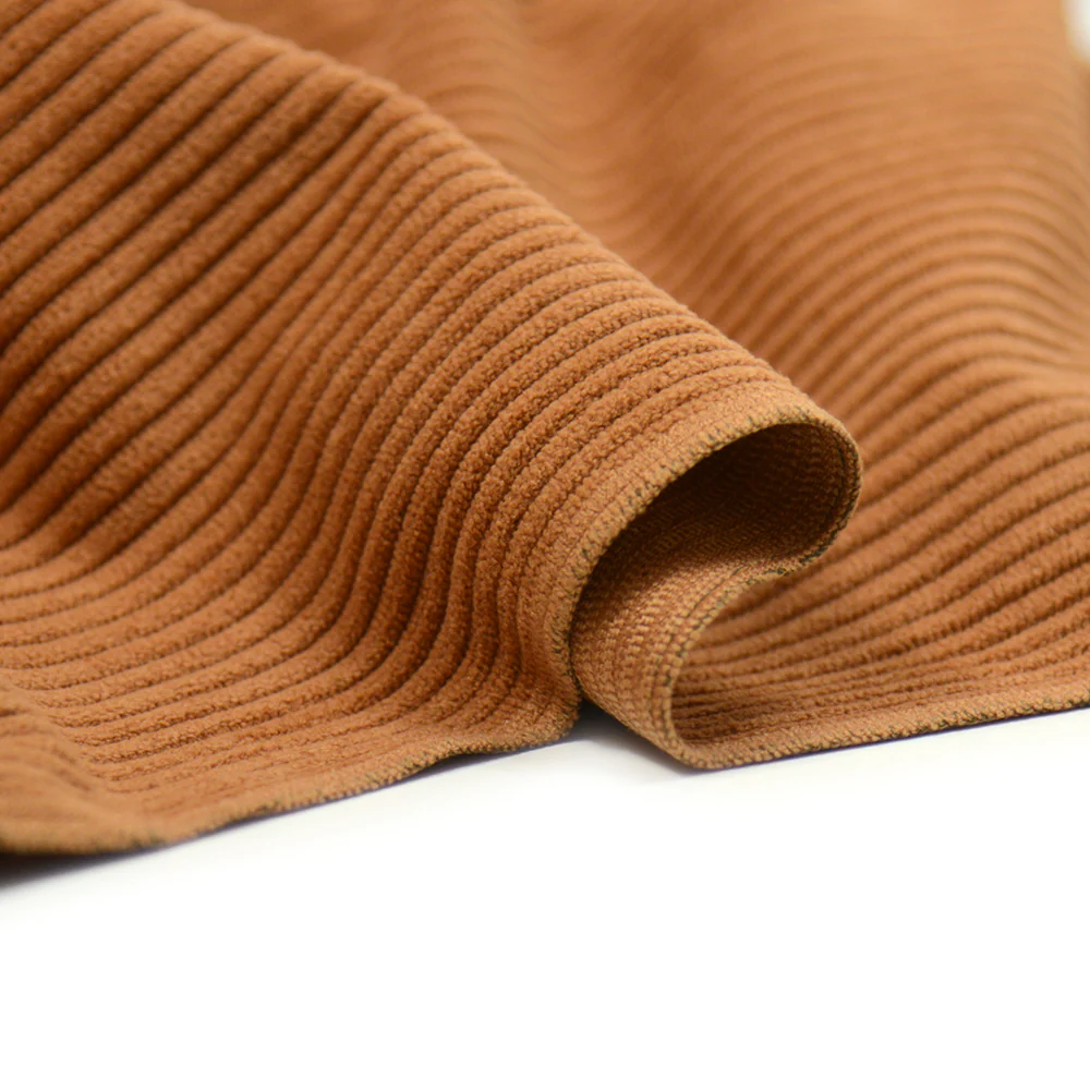 Velours polyester côtelé marron clair - Image 4