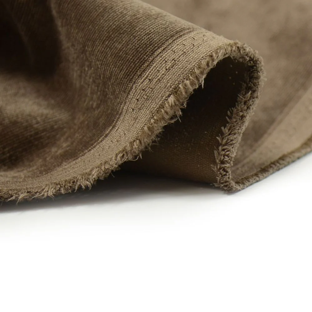 Velours polyester fines côtes marron corde - Image 4