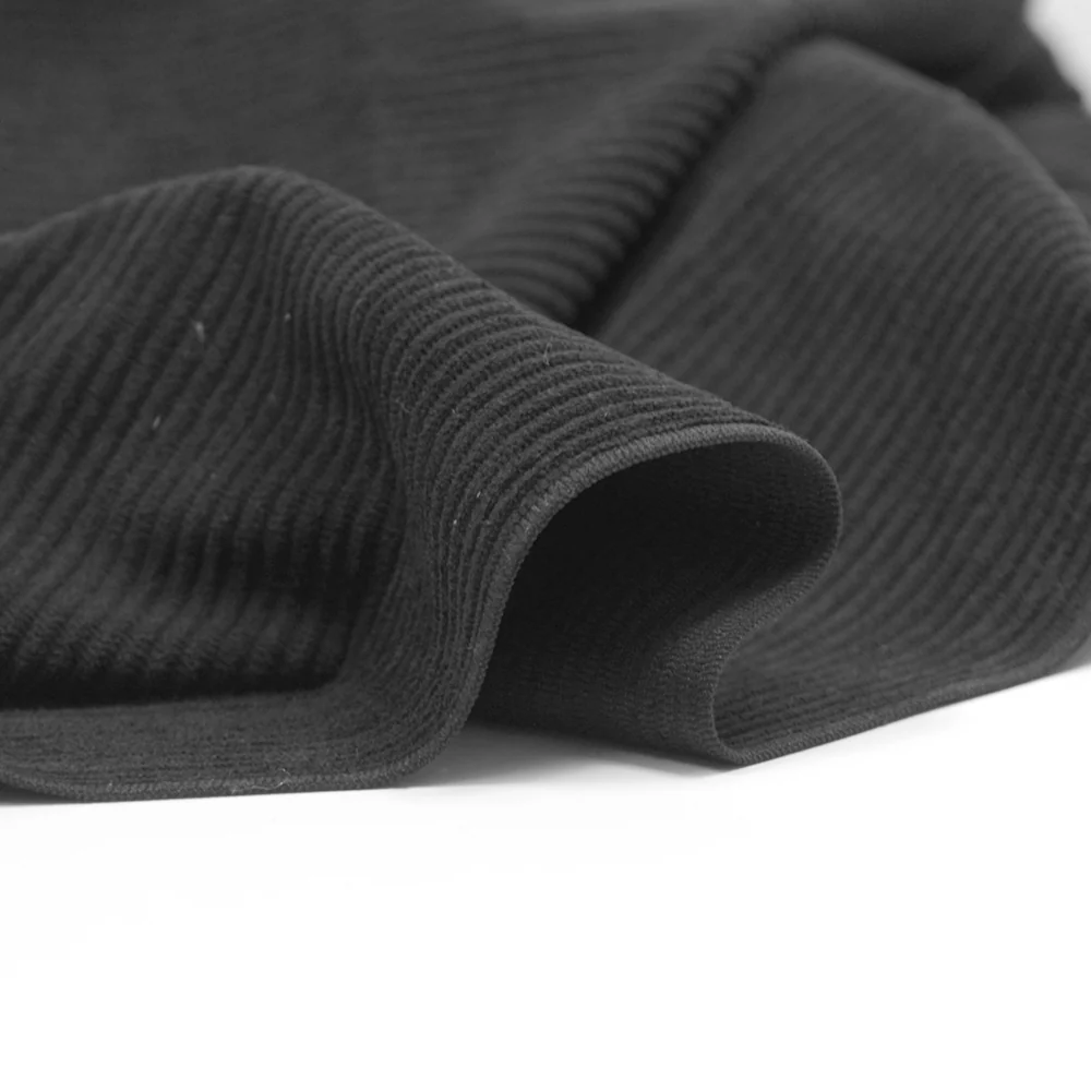 Velours polyester côtelé noir - Image 4
