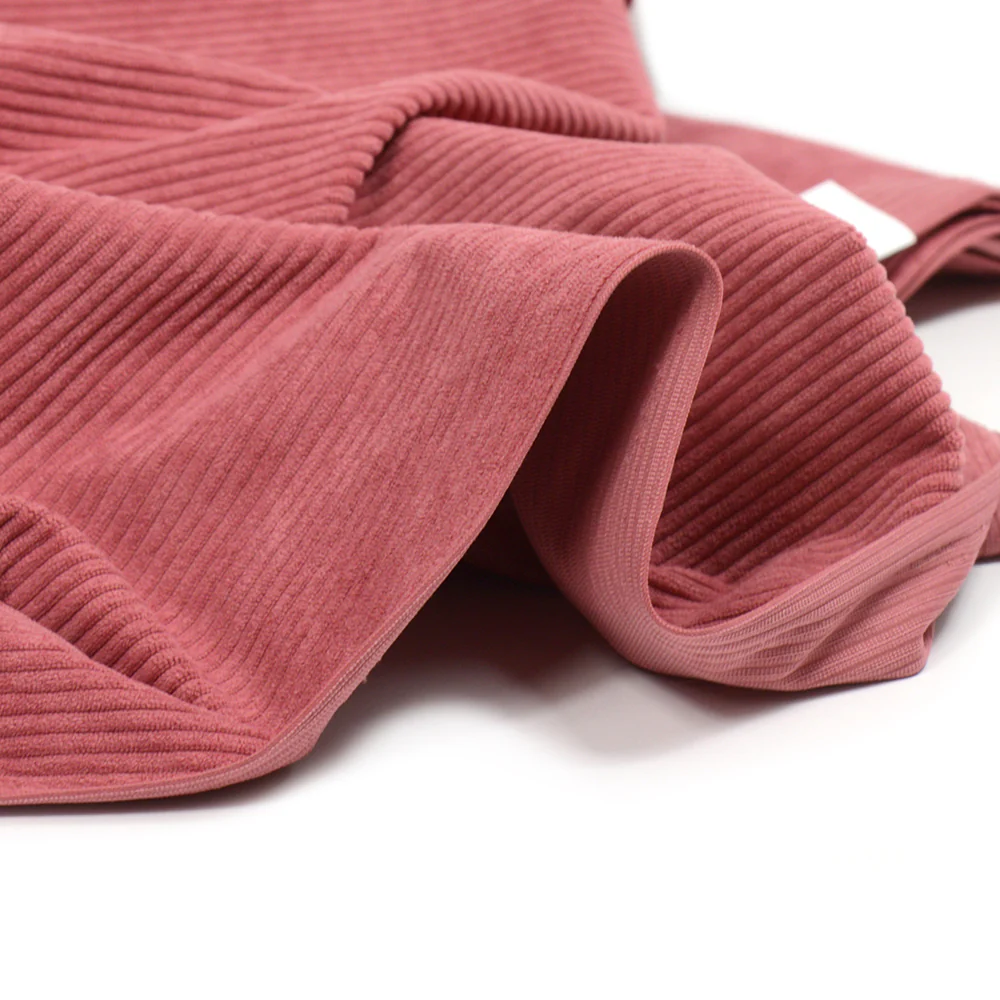 Velours polyester côtelé vieux rose - Image 4